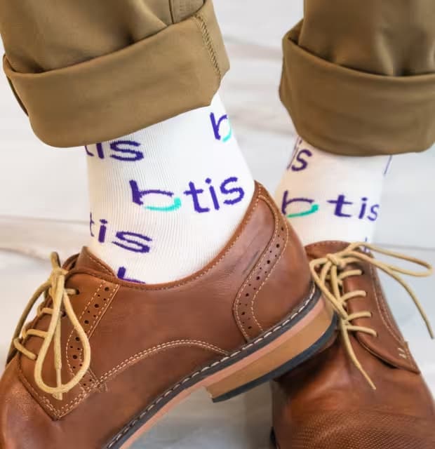 custom dress socks Printed Flat Knit - Men Size Large, Large / Tan Fully customizable with your logo Custom Repeated Logo Socks