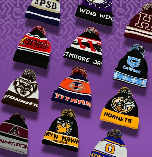 grid of custom beanies