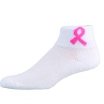 pink breast cancer socks with ribbons for cancer awareness