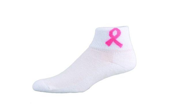pink breast cancer socks with ribbons for cancer awareness