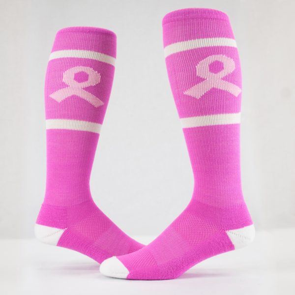 pink breast cancer awareness promotional socks