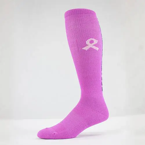 pink ribbon knee-high breast cancer awareness socks