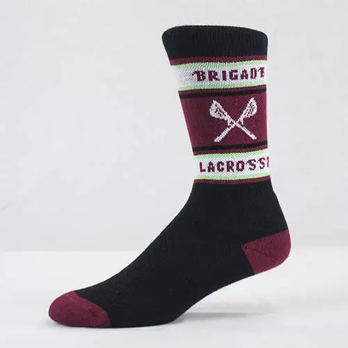 Maroon and black custom lacrosse crew socks
