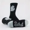 Grey and Black Detroit Custom Marketing Crew Socks