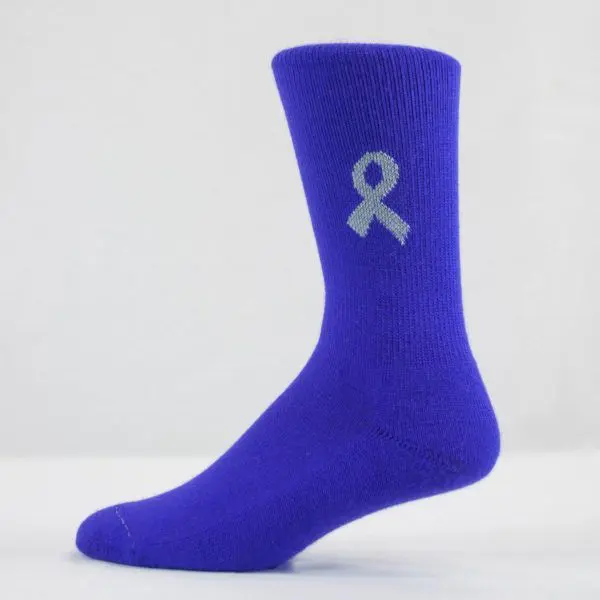 Solid Blue with Grey Ribbon Custom Marketing Crew Socks