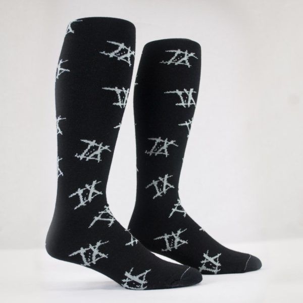 black with white logo knee high promotional socks
