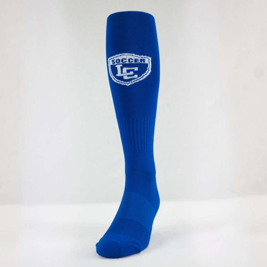 blue customized performance knee high soccer socks