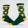 green and yellow argyle casual custom crew corporate socks