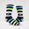 blue green and white striped casual custom corporate socks