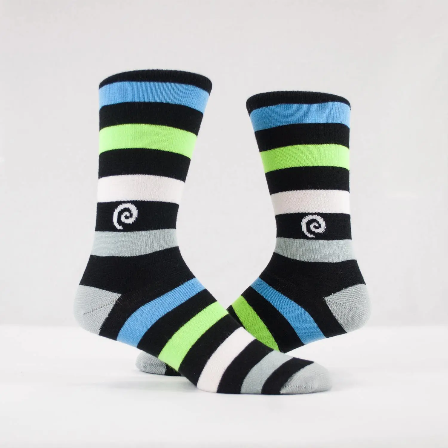 Socks With Logo At Front White/Dark Grey/Dark Blue/Black And Green