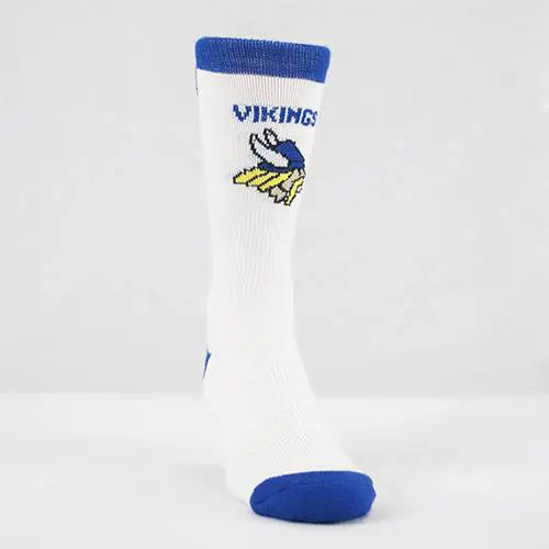 blue and white custom football crew socks