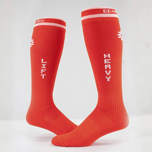 red knee-high performance fitness socks