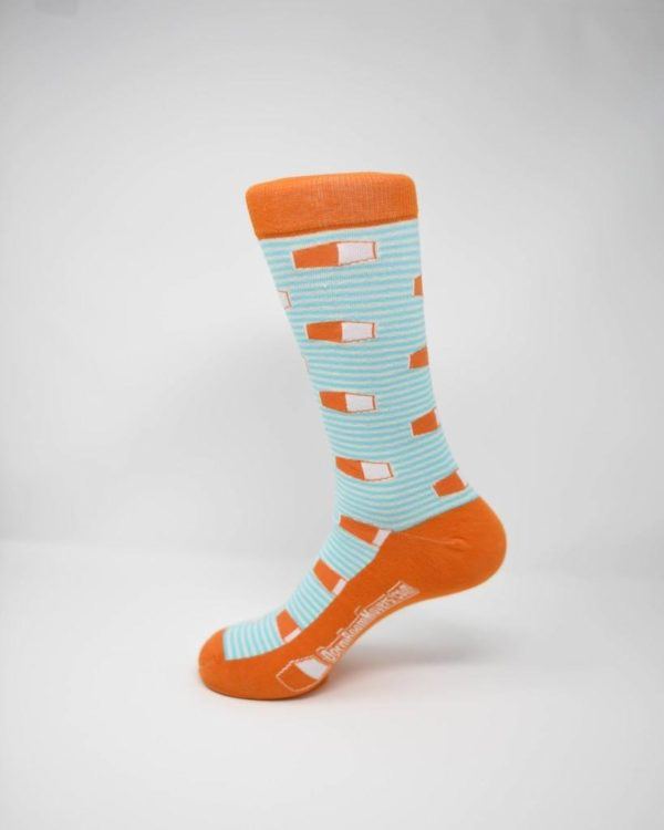 custom logo socks orange blue