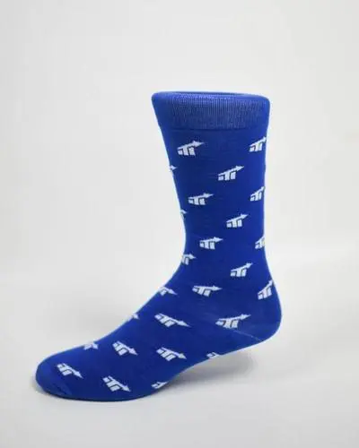 custom blue repeating logo sock