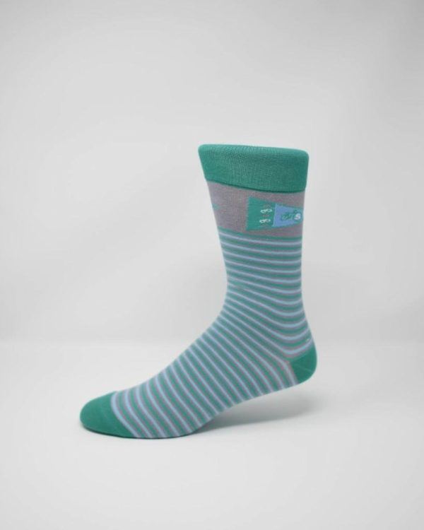 custom logo striped socks gray green white