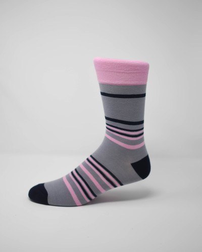 gray pink black stripe socks