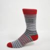 gray red white stripes logo socks
