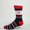 black red white logo socks