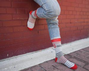custom stripes sock red gray black white