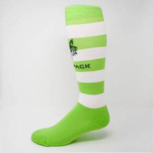 Chaussette personnalisée Example Chaussette de sport rayée blanche et verte