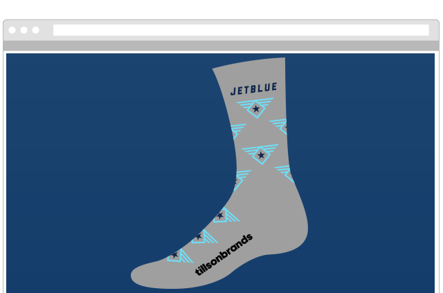 jetblue tillson brands custom sock design