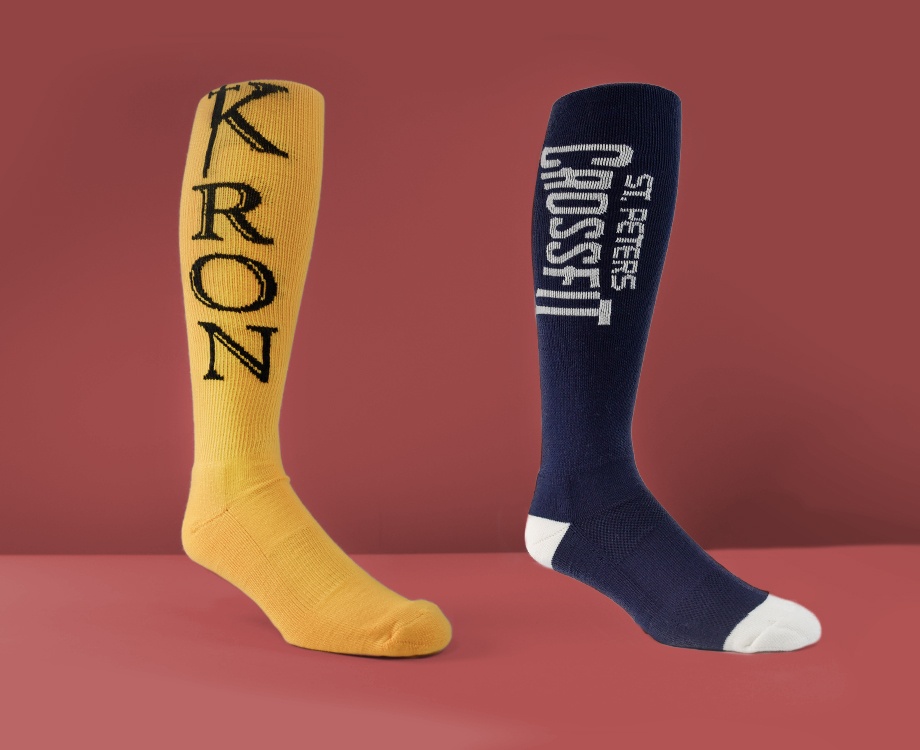 Navy and yellow fitness socks