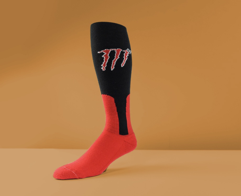 black and red baseball sock