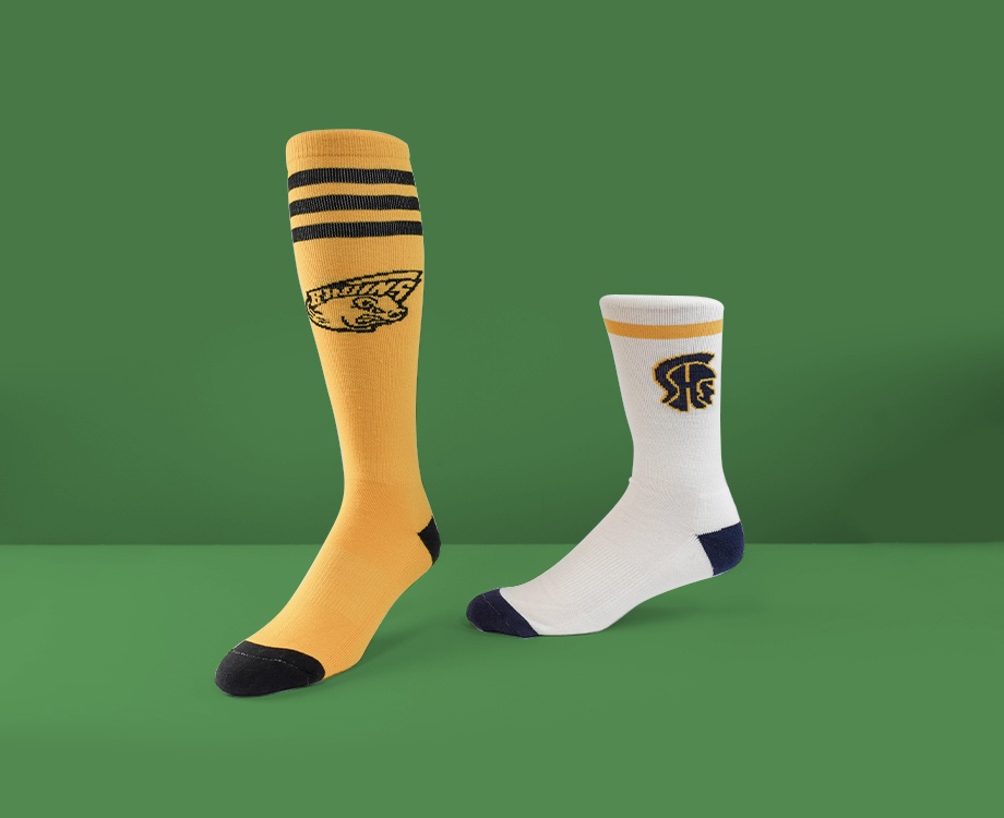 yellow and white football socks
