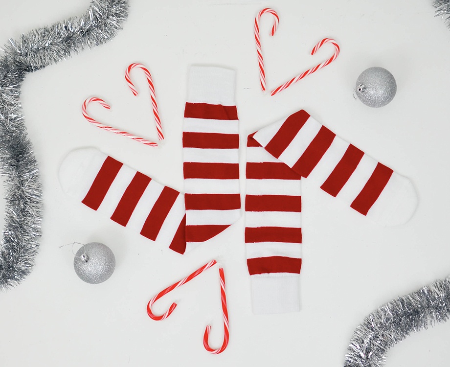 red and white striped socks