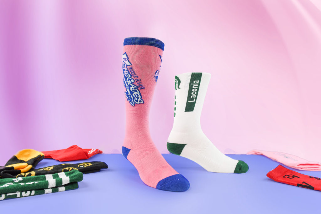 Custom Volleyball Socks | Custom Sock Shop Pink and white volleyball socks