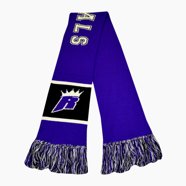 a blue scarf with a logo on it