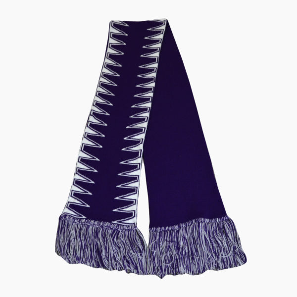 a purple and white scarf