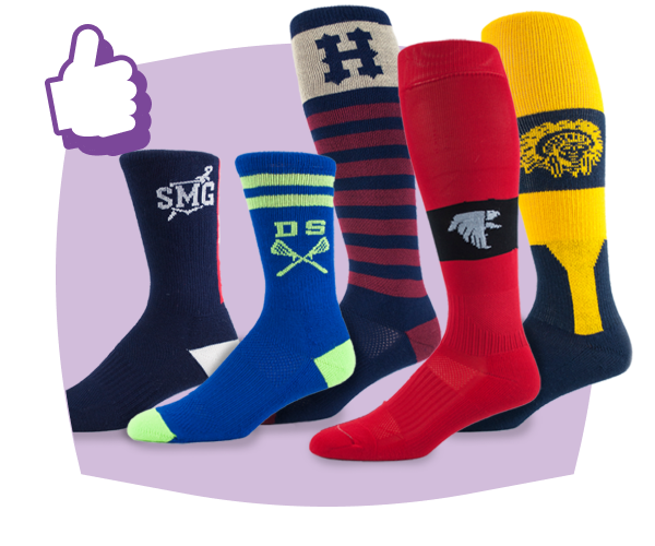 a group of socks with different designs