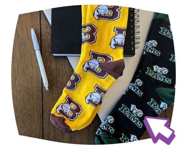 a pair of socks and a notebook