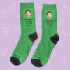 a pair of socks with a picture of a woman's face