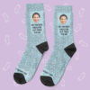 a pair of socks with a picture of a woman's face