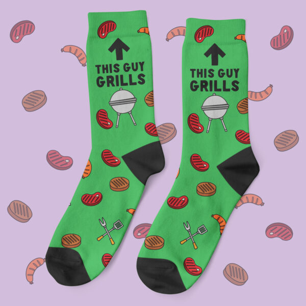 a pair of socks with grills and sausages