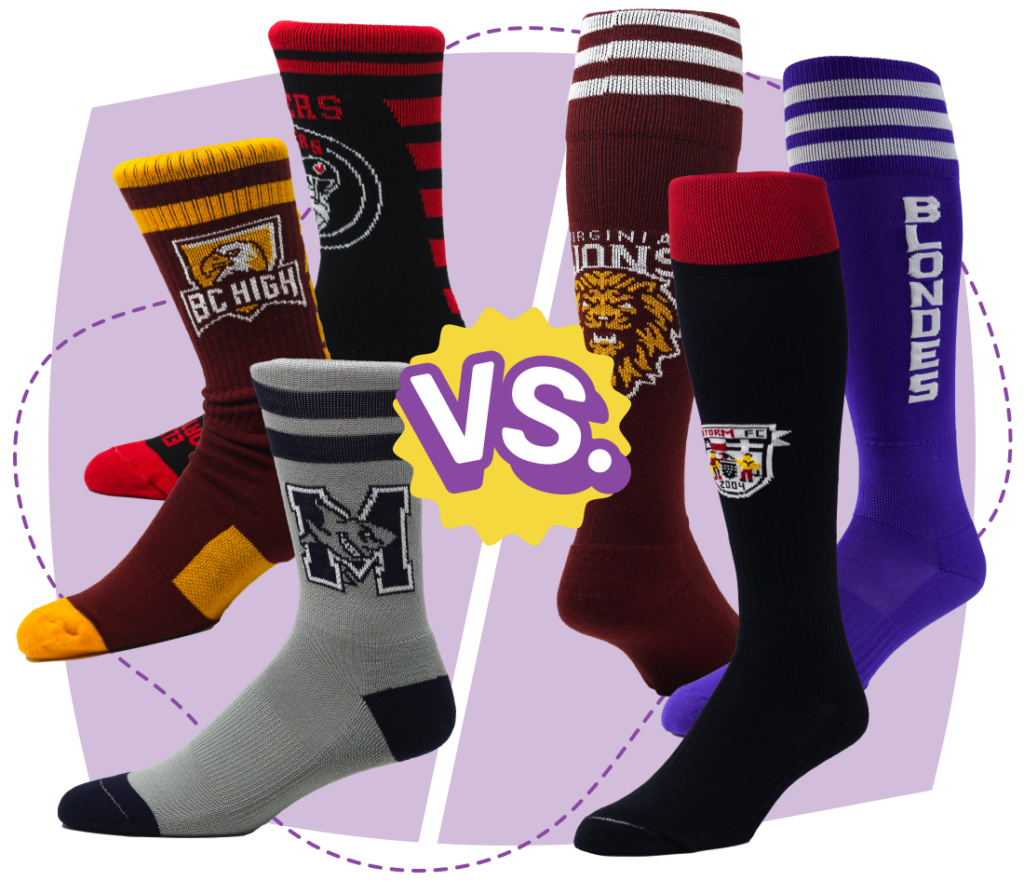 Sock Comparison | Custom Sock Shop standard custom athletic socks vs. performance custom athletic socks