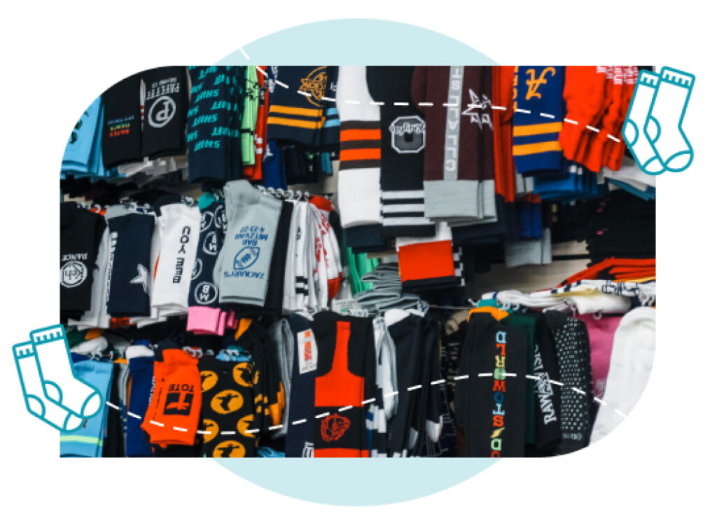 wall of personalized socks